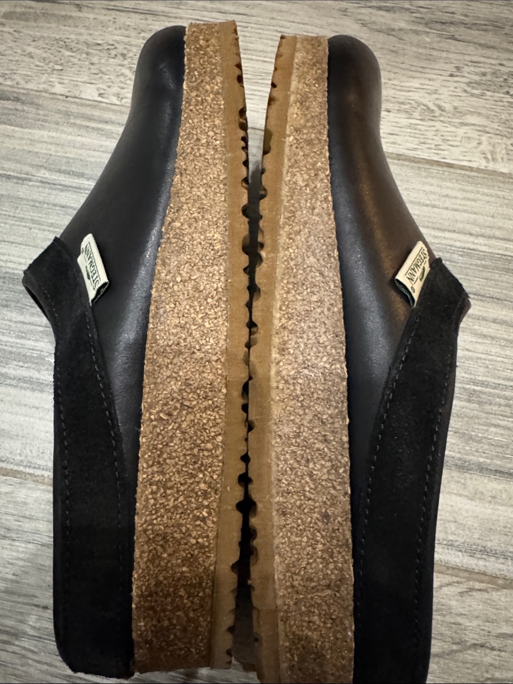 Stegmann Women's Black Leather Slip-On Clogs